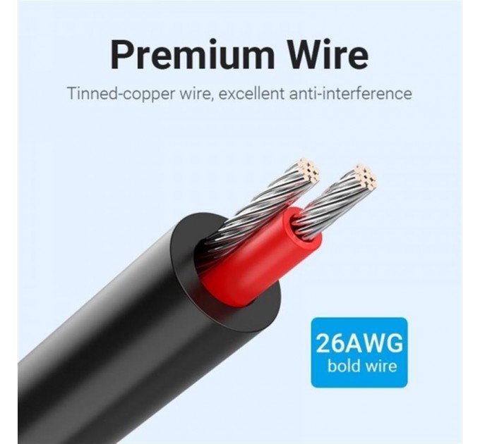 Vention Кабель Vention 3.5 мм - 2хRCA (M/M), 1 м, Black (BCLBF)