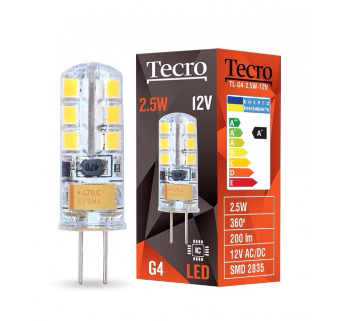 Tecro Лампа світлодіодна Tecro 2.5W G4 2700K (TL-G4-2.5W-12V)