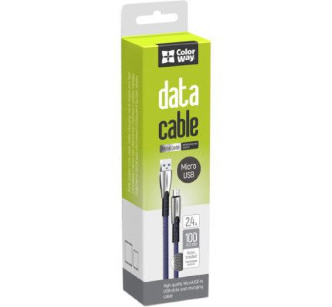 ColorWay Дата кабель USB 2.0 AM to Micro 5P 1.0m zinc alloy blue ColorWay (CW-CBUM011-BL)