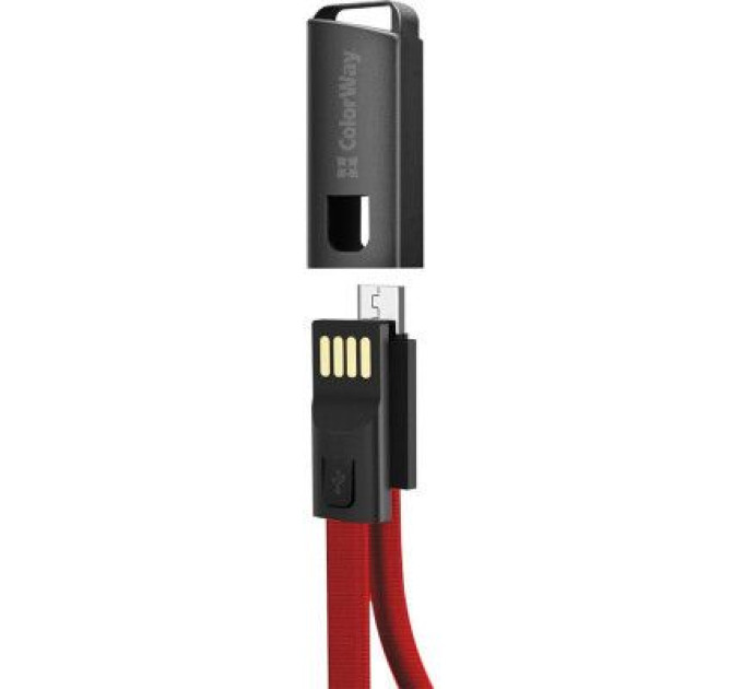 ColorWay Дата кабель USB 2.0 AM to Micro 5P 0.22m red ColorWay (CW-CBUM022-RD)