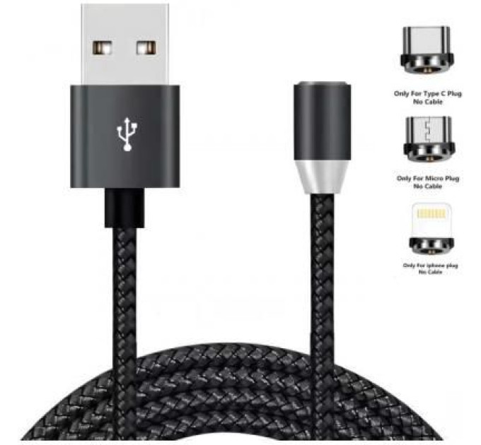 XoKo Дата кабель USB 2.0 AM to Lightning + Micro 5P + Type-C 1.2m Magneto bla XoKo (SC-350MGNT-BK)