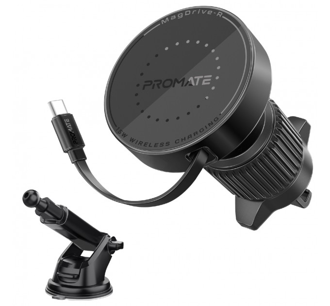 Автомобільний зарядний пристрій Promate Magdrive-r Black