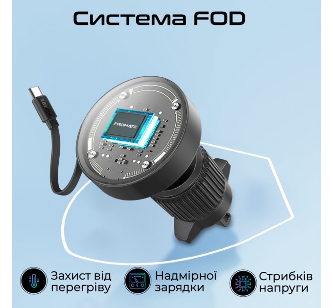 Автомобільний зарядний пристрій Promate Magdrive-r Black