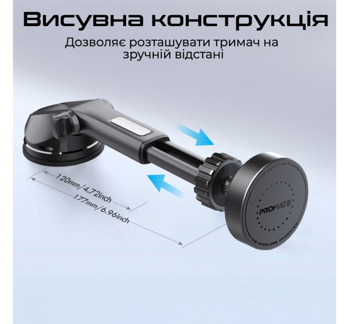 Автомобільний зарядний пристрій Promate Magdrive-r Black