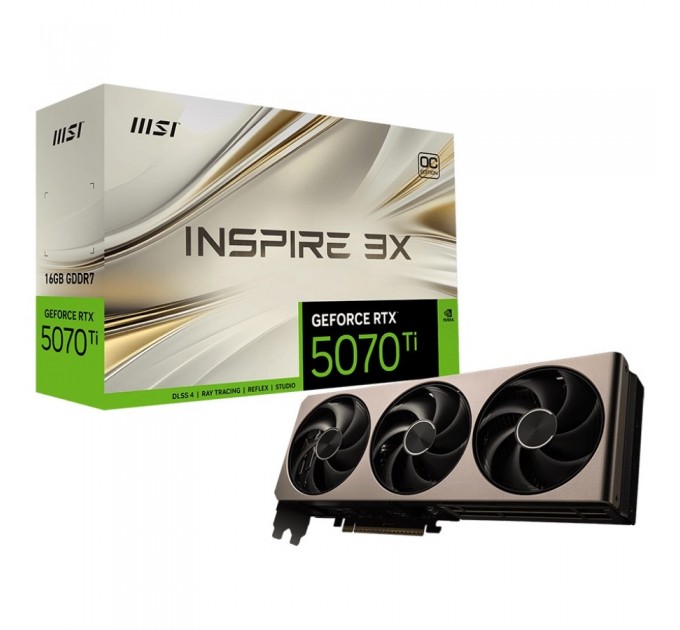 MSI Відеокарта GF RTX 5070 Ti 16GB GDDR7 Inspire 3X OC MSI (GeForce RTX 5070 Ti 16G INSPIRE 3X OC)