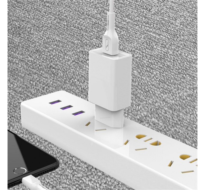 SkyDolphin Зарядний пристрій SkyDolphin SC36T (1USB, 2.4A) White (SDMZP-000117) + кабель Type-C