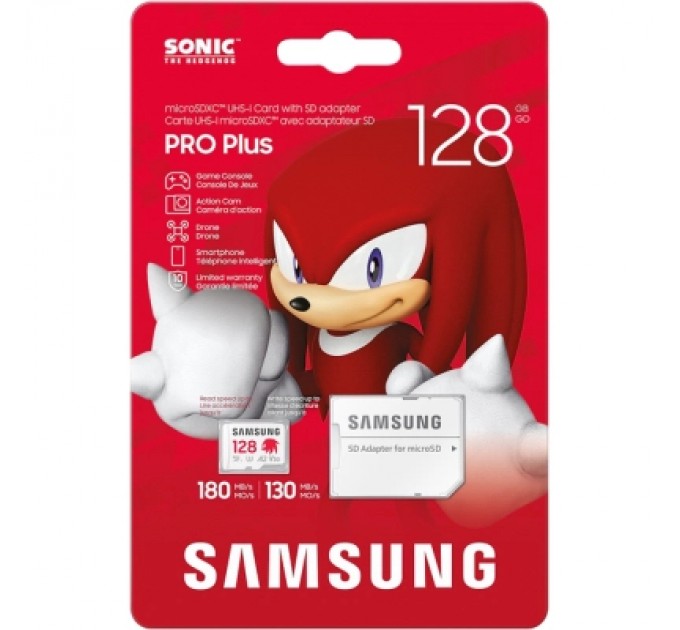 Карта пам'яті Samsung 128GB microSDXC class 10 UHS-I U3 V30 Pro Plus Sonic (MB-MD128SA/LC1)