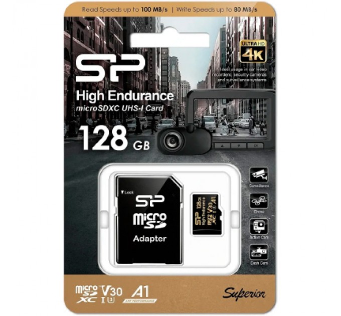 Silicon Power Карта пам'яті Silicon Power 128GB microSDXC class 10 UHS-I U3 V30 A1 High Endurance (SP128GBSTXDV3V1HSP)