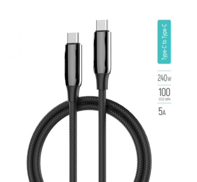 ColorWay Дата кабель USB-C to USB-C 1.0m (PVC+Aluminum Alloy) (PD Fast Charging 240W) 5А black ColorWay (CW-CBPDCC069-BK)