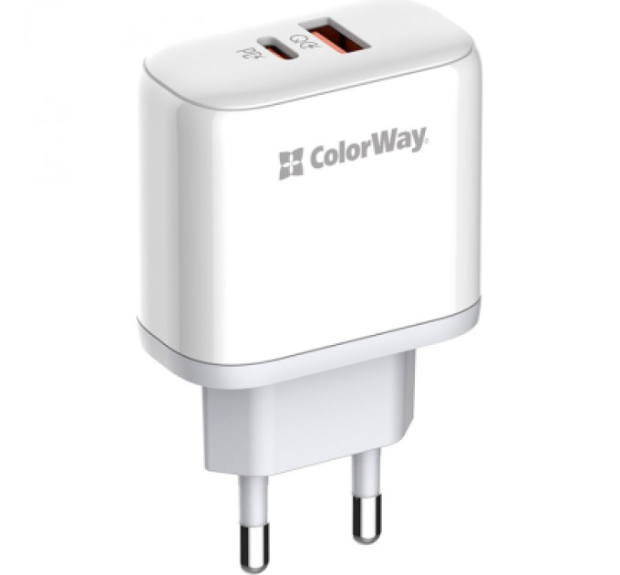 ColorWay Зарядний пристрій ColorWay GaN Mini 25W PD Port PPS USB-C white (CW-CHS052PD-WT)