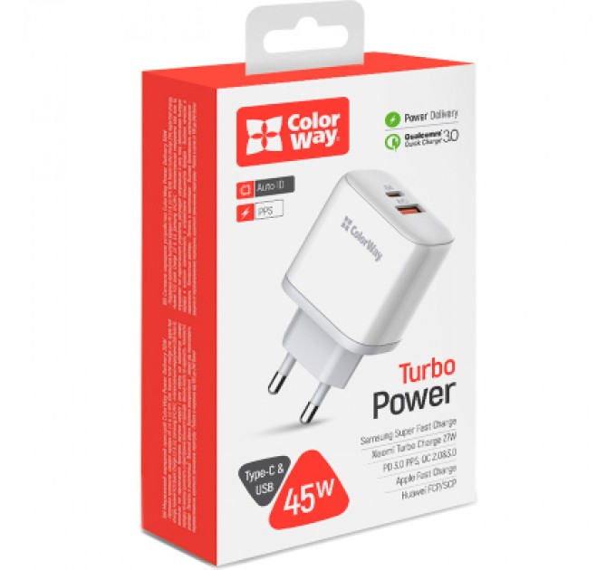 ColorWay Зарядний пристрій ColorWay GaN Mini 25W PD Port PPS USB-C white (CW-CHS052PD-WT)