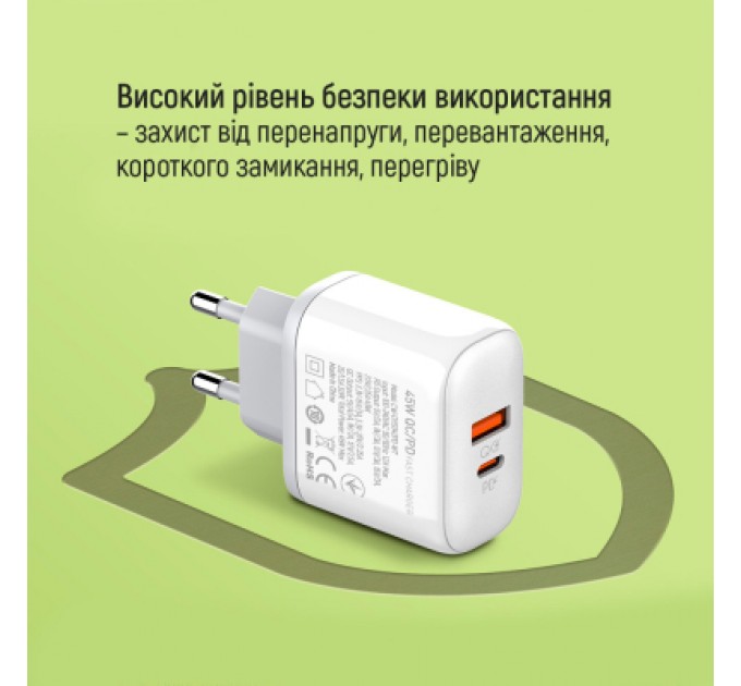 ColorWay Зарядний пристрій ColorWay GaN Mini 25W PD Port PPS USB-C white (CW-CHS052PD-WT)