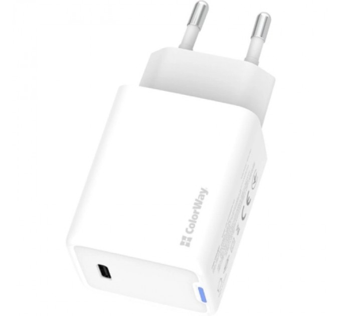 Зарядний пристрій ColorWay GaN Mini 45W PD Port PPS USB-C white (CW-CHS057PD-WT)