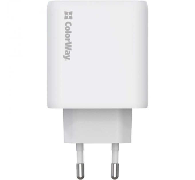 ColorWay Зарядний пристрій ColorWay GaN Mini 50W PD Port PPS USB (Type-C PD 30W + Type-C PD 20W) white (CW-CHS050PD-WT)