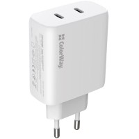 Зарядний пристрій ColorWay GaN Mini 50W PD Port PPS USB (Type-C PD 30W + Type-C PD 20W) white (CW-CHS050PD-WT)