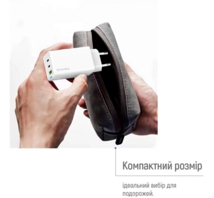 ColorWay Зарядний пристрій ColorWay GaN Mini 65W PD Port PPS USB (USB-2C1A) white (CW-CHS058PD-WT)