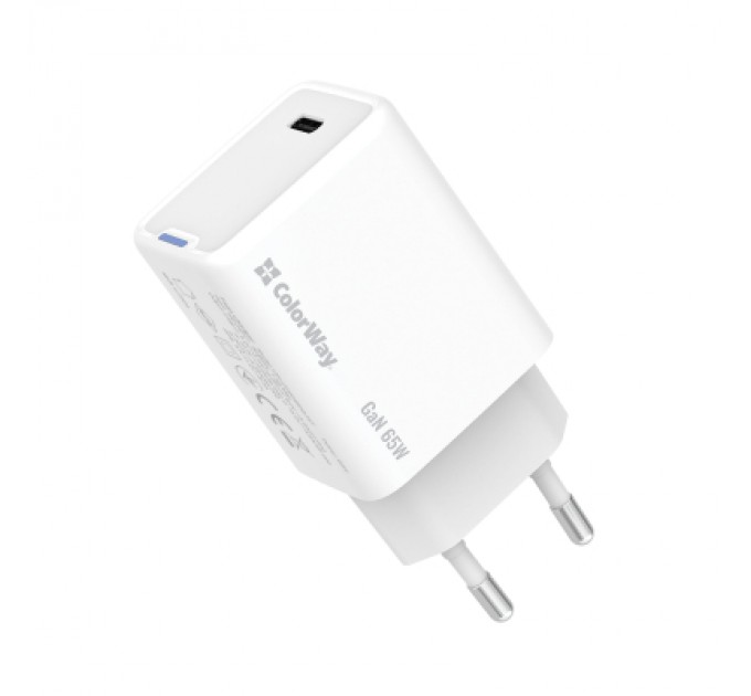 ColorWay Зарядний пристрій ColorWay GaN Mini 65W PD Port PPS USB-C white (CW-CHS049PD-WT)
