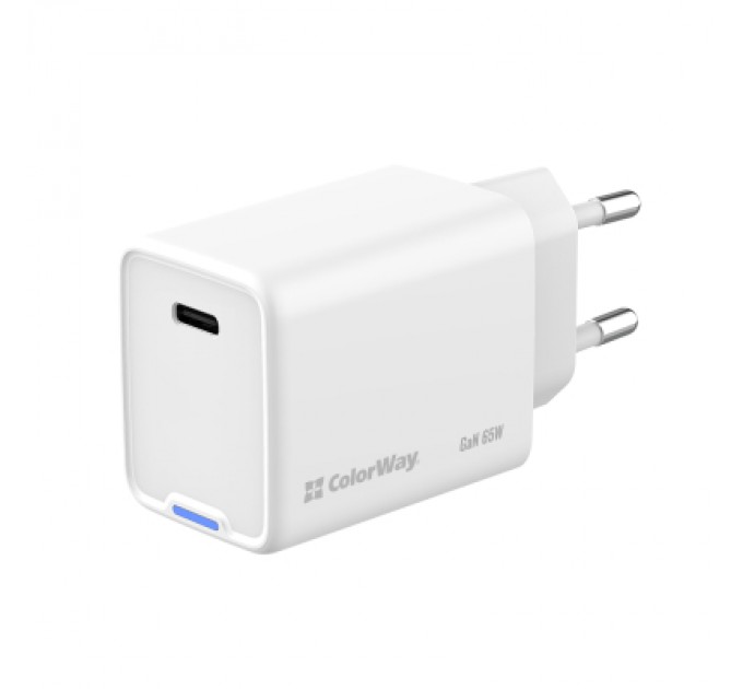 ColorWay Зарядний пристрій ColorWay GaN Mini 65W PD Port PPS USB-C white (CW-CHS049PD-WT)