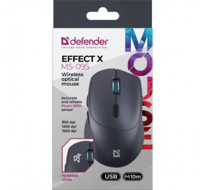Defender Мишка Defender Effect X MS-095 Wireless Black (52095)