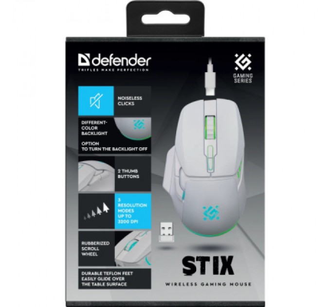 Defender Мишка Defender Stix GM-009 LED Wireless White (52009)