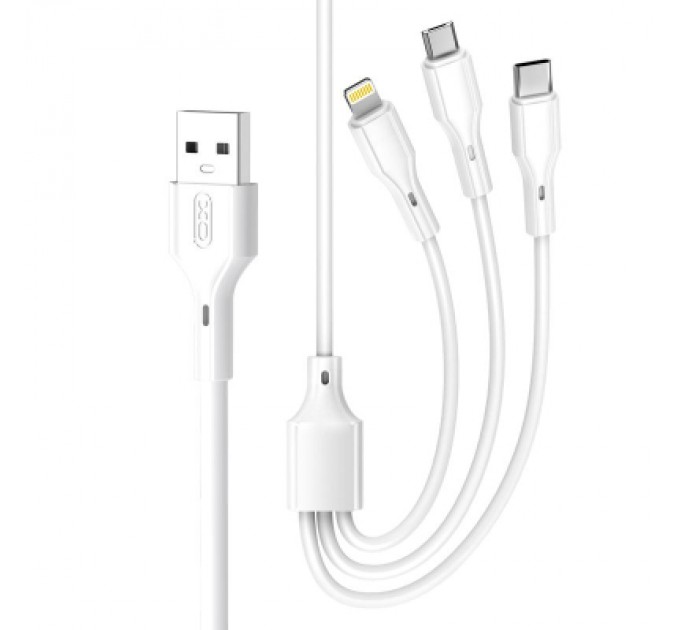 XO Дата кабель USB 2.0 AM to Lightning + Micro 5P + Type-C 1.0m 2.4A XO (CB-23U3)
