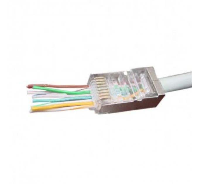 Конектор RJ45 cat.5e FTP 8P8C * 50 (наскрізні отв., позолоч. конт.) Cablexpert (LC-PTF-01/50)
