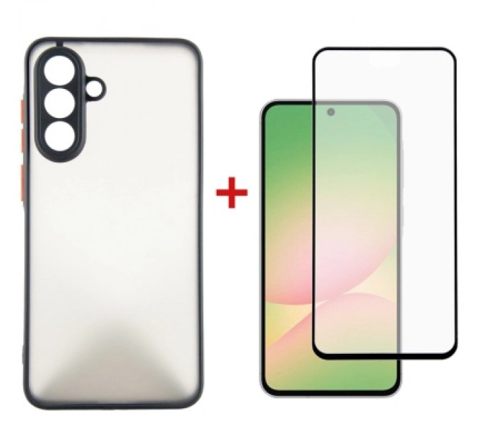 Dengos Чохол до мобільного телефона Dengos Kit Samsung Galaxy A56 Matte + glass (Black) (DG-KM-141)