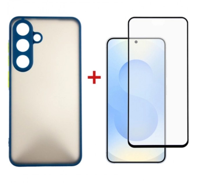 Dengos Чохол до мобільного телефона Dengos Kit Samsung Galaxy S25 Matte + glass (Blue) (DG-KM-142)