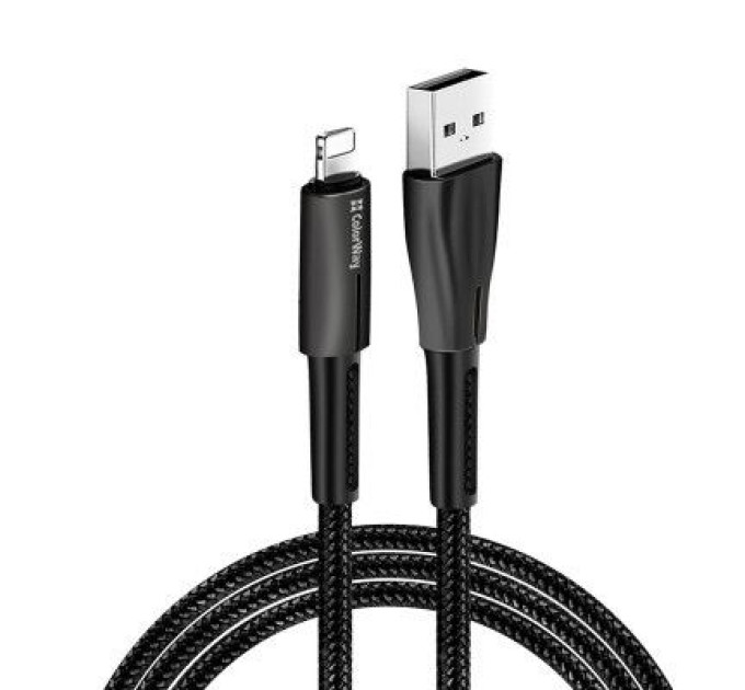 ColorWay Дата кабель USB 2.0 AM to Lightning 1.0m zinc alloy + led black ColorWay (CW-CBUL035-BK)