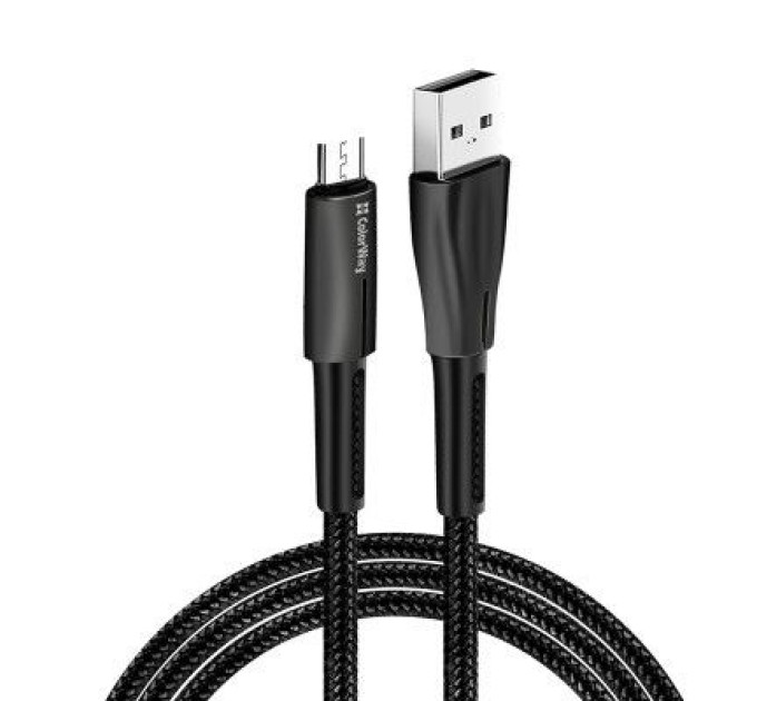 ColorWay Дата кабель USB 2.0 AM to Micro 5P 1.0m zinc alloy + led black ColorWay (CW-CBUM035-BK)