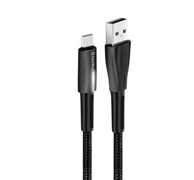 ColorWay Дата кабель USB 2.0 AM to Type-C 1.0m zinc alloy + led black ColorWay (CW-CBUC035-BK)