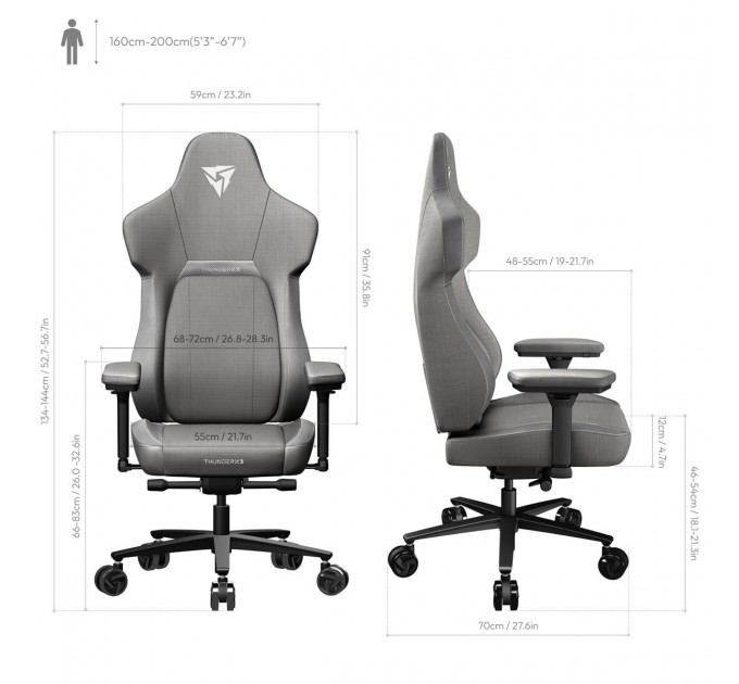 Крісло для геймерів ThunderX3 Core Loft Grey (TEGC-2056101.41)