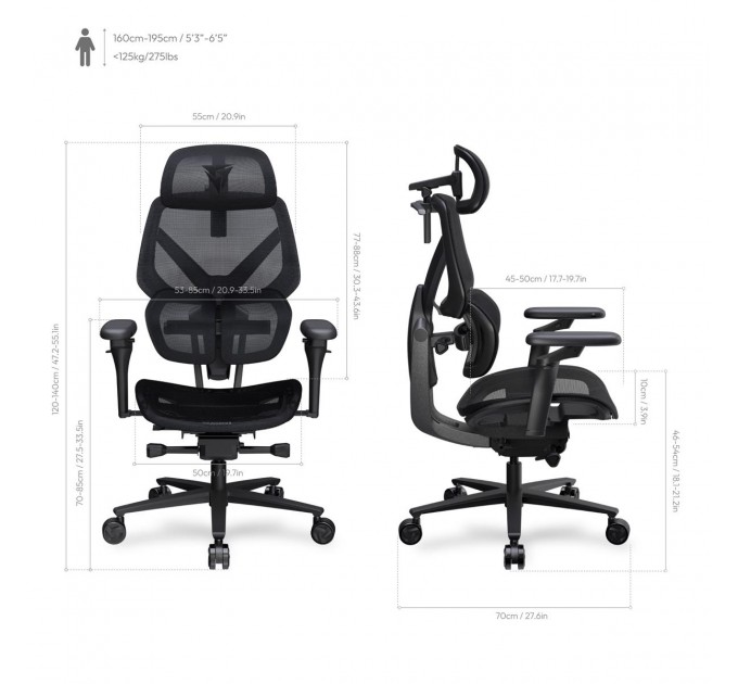 Крісло для геймерів ThunderX3 Flex Pro Mesh Black (TEGC-3076101.12)