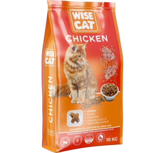 Сухий корм для кішок Wise Cat Chicken 10 кг (4820111141319)