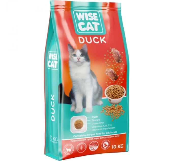 Wise Cat Сухий корм для кішок Wise Cat Duck 10 кг (4820111141593)