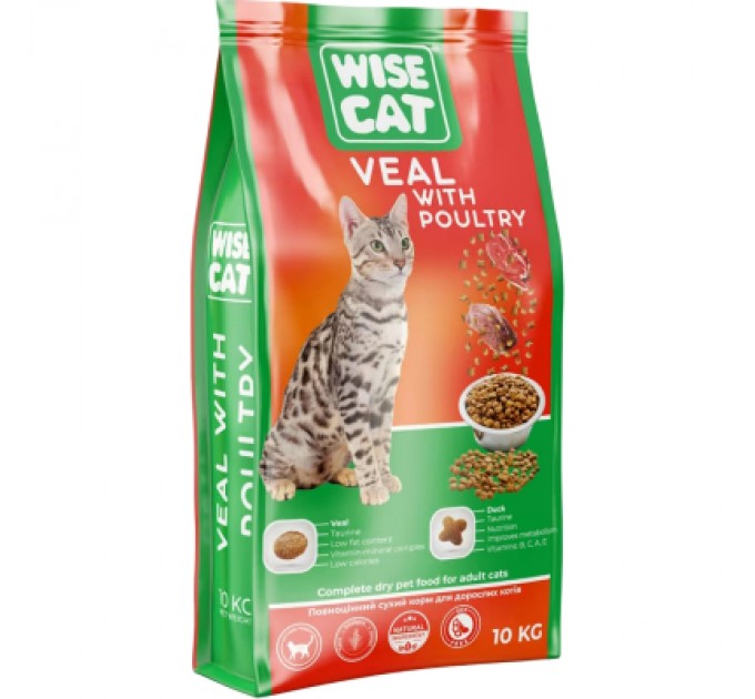 Wise Cat Сухий корм для кішок Wise Cat Veal with poultry 400 г (4820111141630)