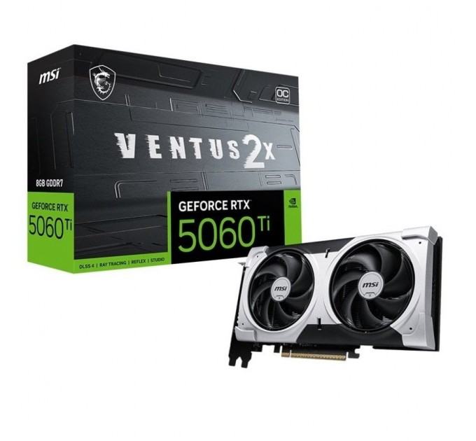 Відеокарта GF RTX 5060 Ti  8GB GDDR7 Ventus 2X OC Plus MSI (GeForce RTX 5060 Ti 8G VENTUS 2X OC PLUS)
