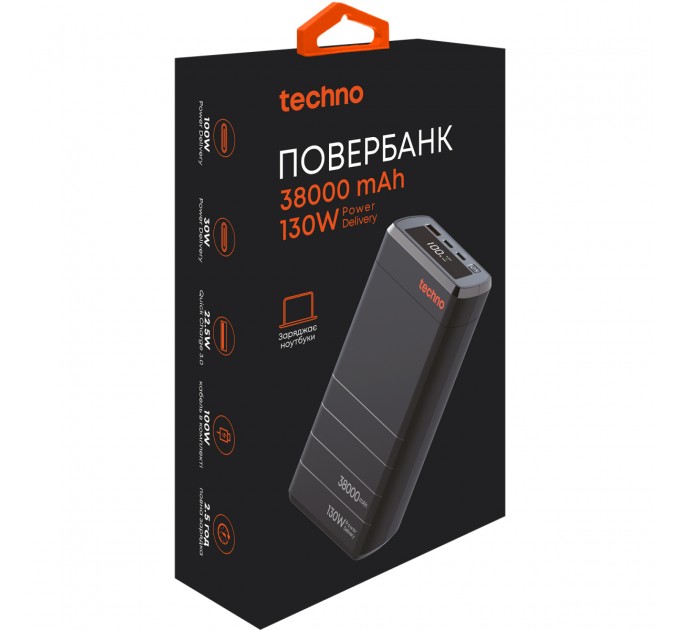 Techno Універсальна мобільна батарея Techno PDC130 38000mAh PD 130W QC 3.0 Black