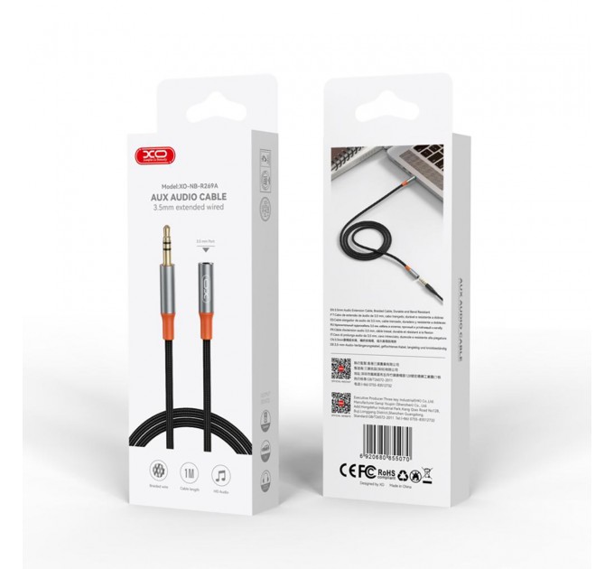 Аудио-кабель XO AUX 3.5 мм - AUX 3.5 мм 1 м Black (NB-R269A.black)