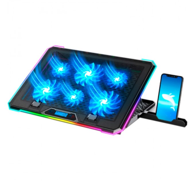 IceCoorel Підставка до ноутбука IceCoorel 10-17", 4*100mm 1400 RPM, 2*USB, 420x300x28mm, RGB (K15)