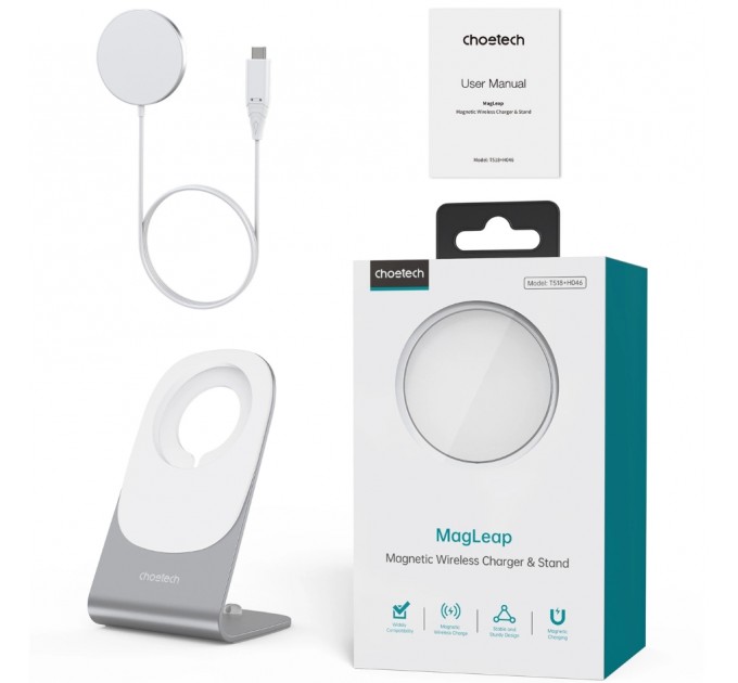 Бездротовий зарядний пристрій Choetech T518-F 15W + підставка-тримач