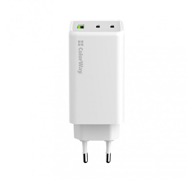 ColorWay Мережевий зарядний пристрій ColorWay GaN Mini 100W PD Port PPS USB (USB-2C1A) White (CW-CHS061PD-WT)