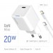 Мережевий зарядний пристрій ColorWay GaN Mini 20W PD Port PPS USB-C White (CW-CHS059PD-WT) + кабель Lightning