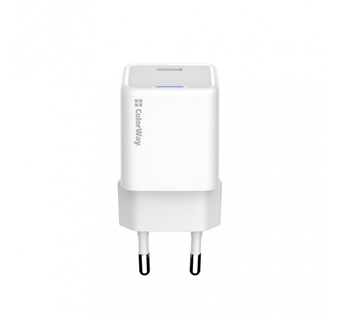 ColorWay Мережевий зарядний пристрій ColorWay GaN Mini 20W PD Port PPS USB-C White (CW-CHS059PD-WT)