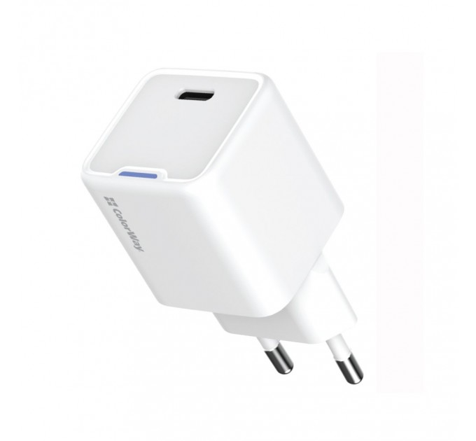 ColorWay Мережевий зарядний пристрій ColorWay GaN Mini 20W PD Port PPS USB-C White (CW-CHS059PD-WT)
