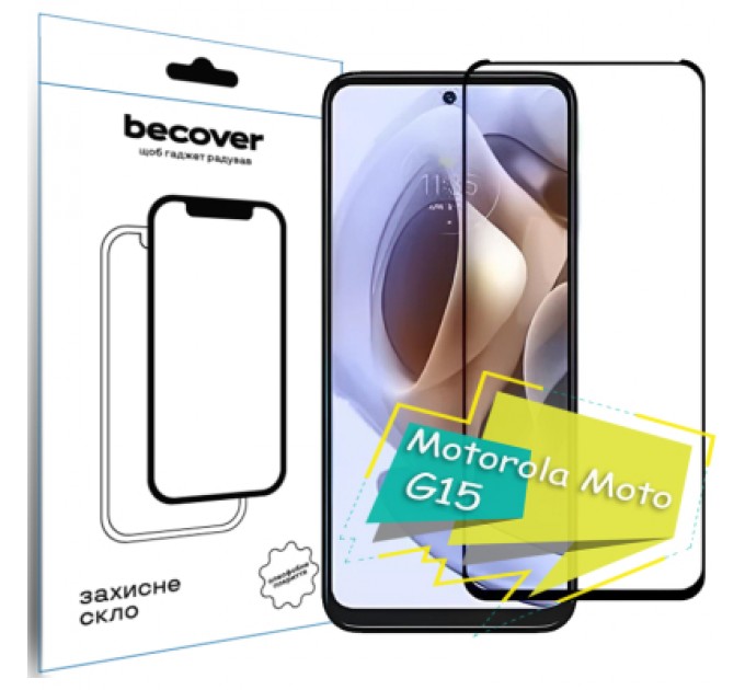 BeCover Скло захисне BeCover Motorola Moto G15 Black (713414)