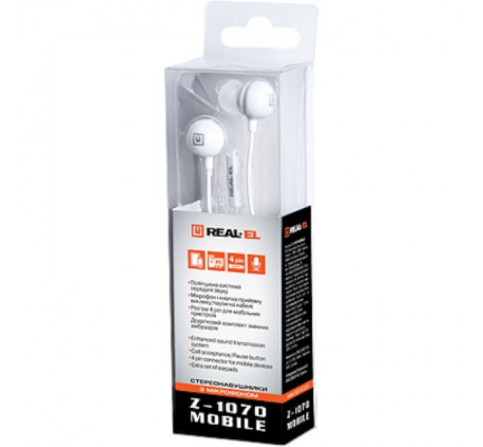 REAL-EL Навушники REAL-EL Z-1070 Mobile White (EL124100032)