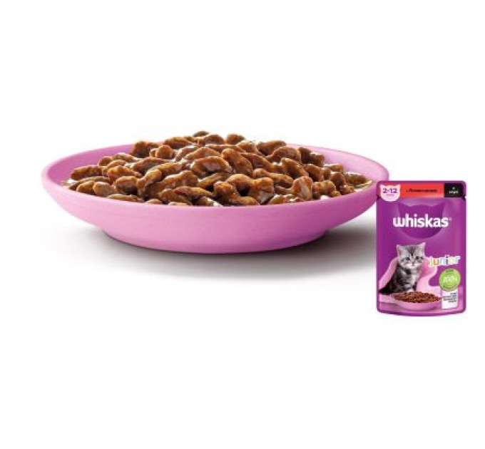 Whiskas Вологий корм для кішок Whiskas Kitten Яловичина в соусі 85 г (5900951301957)