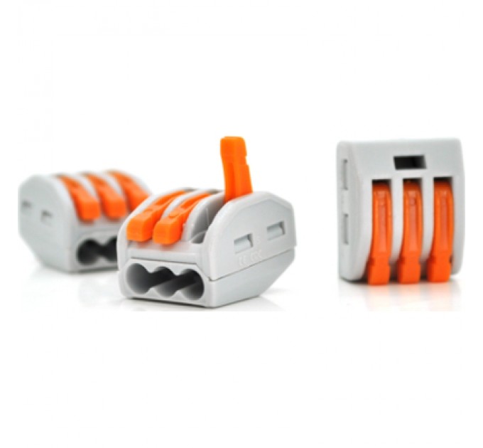 Voltronic З'єднувач кабелю 3-pin аналог WAGO K222-413, 15штпак Voltronic (K222-413/15)