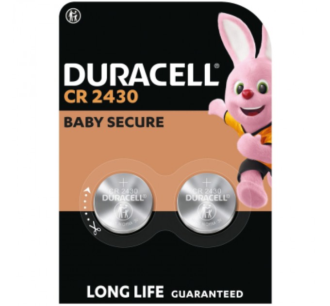 Батарейка CR 2430 спеціальна літієва типу таблетка 2430 3V, 2 шт. в упаковці Duracell (5012262)